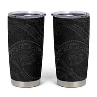Hawaiian Kakau Art and Hisbiscus Tattoo Tumbler Cup Tribal Pattern-Black Gradient Style - Polynesian Pride