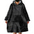 Hawaiian Kakau Art and Hisbiscus Tattoo Wearable Blanket Hoodie Tribal Pattern-Black Gradient Style - Polynesian Pride