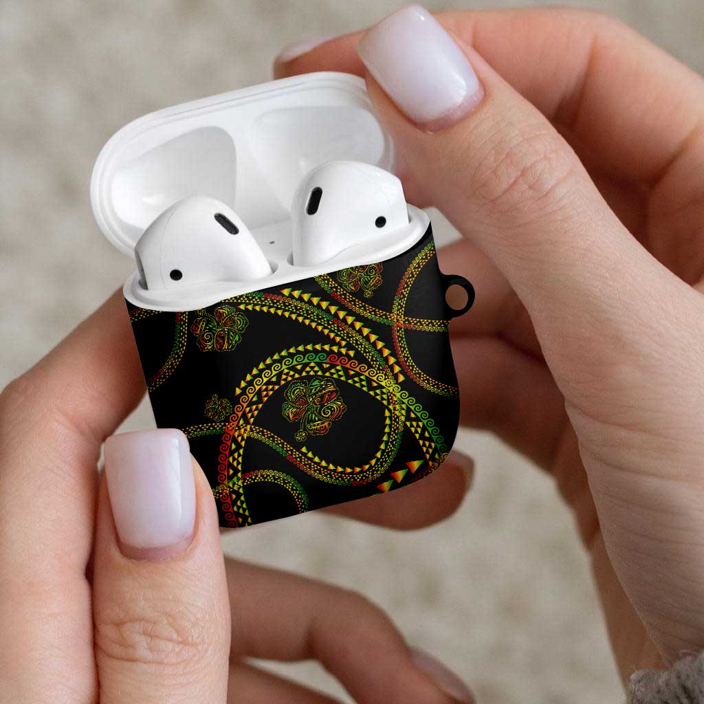 Hawaiian Kakau Art and Hisbiscus Tattoo AirPods Case Tribal Pattern-Reggae Style - Polynesian Pride