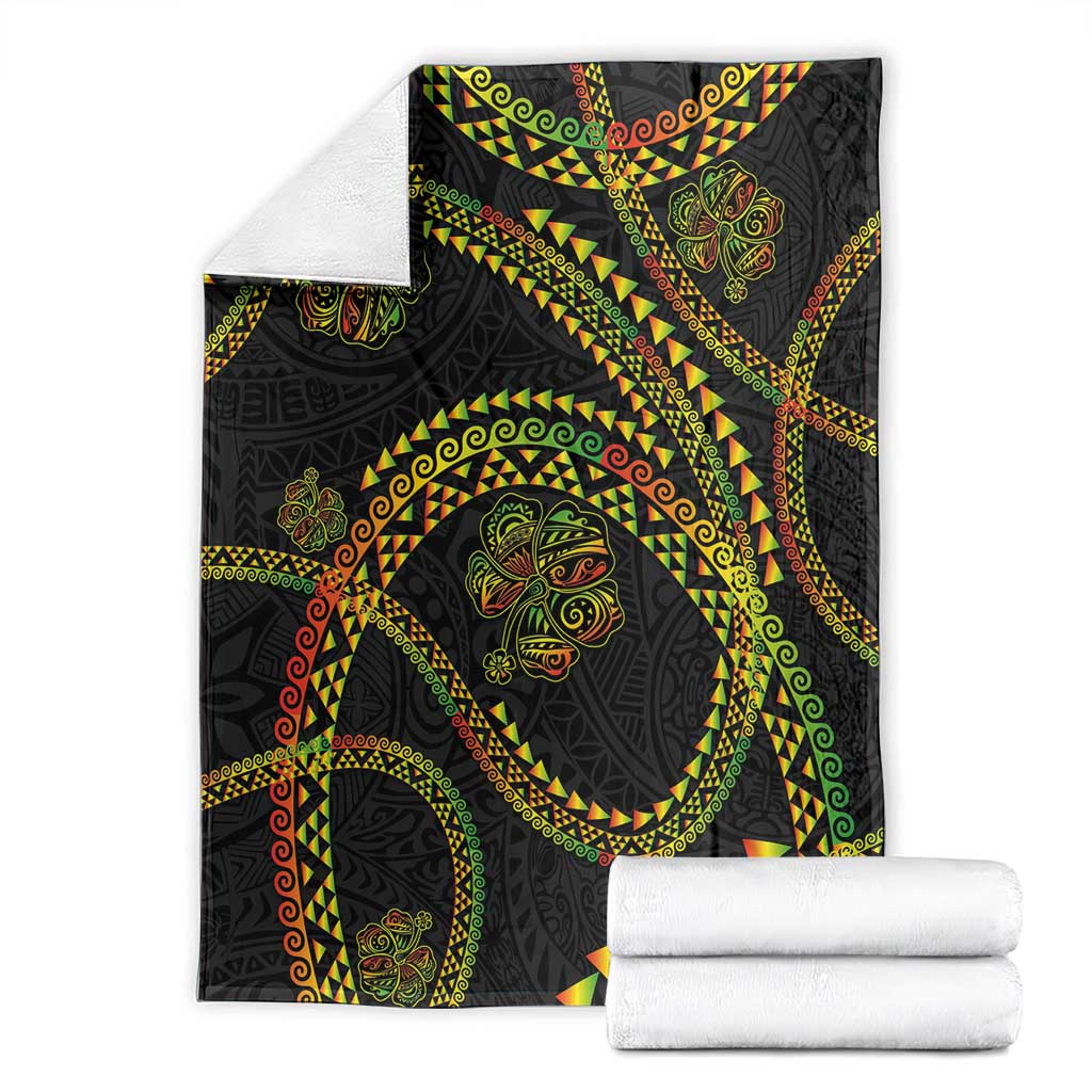 Hawaiian Kakau Art and Hisbiscus Tattoo Blanket Tribal Pattern-Reggae Style - Polynesian Pride