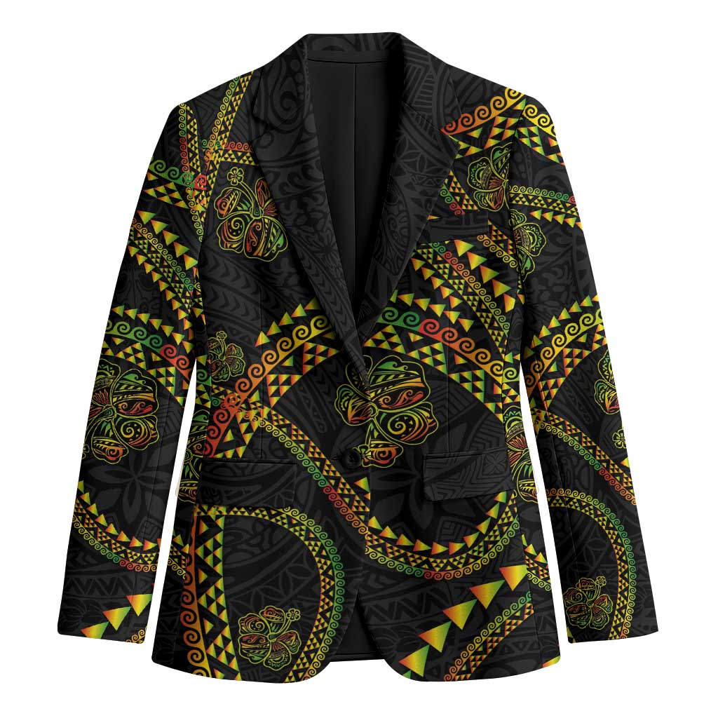 Hawaiian Kakau Art and Hisbiscus Tattoo Blazer Tribal Pattern-Reggae Style - Polynesian Pride