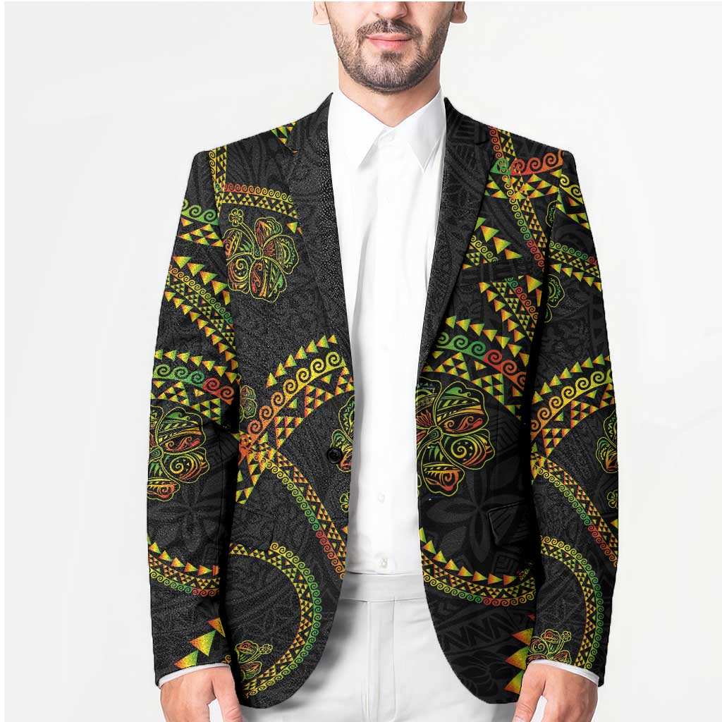 Hawaiian Kakau Art and Hisbiscus Tattoo Blazer Tribal Pattern-Reggae Style - Polynesian Pride