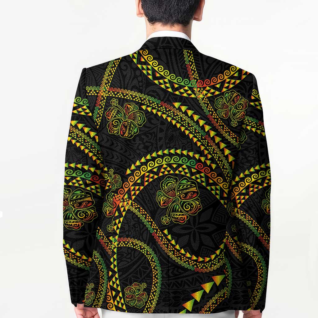 Hawaiian Kakau Art and Hisbiscus Tattoo Blazer Tribal Pattern-Reggae Style - Polynesian Pride