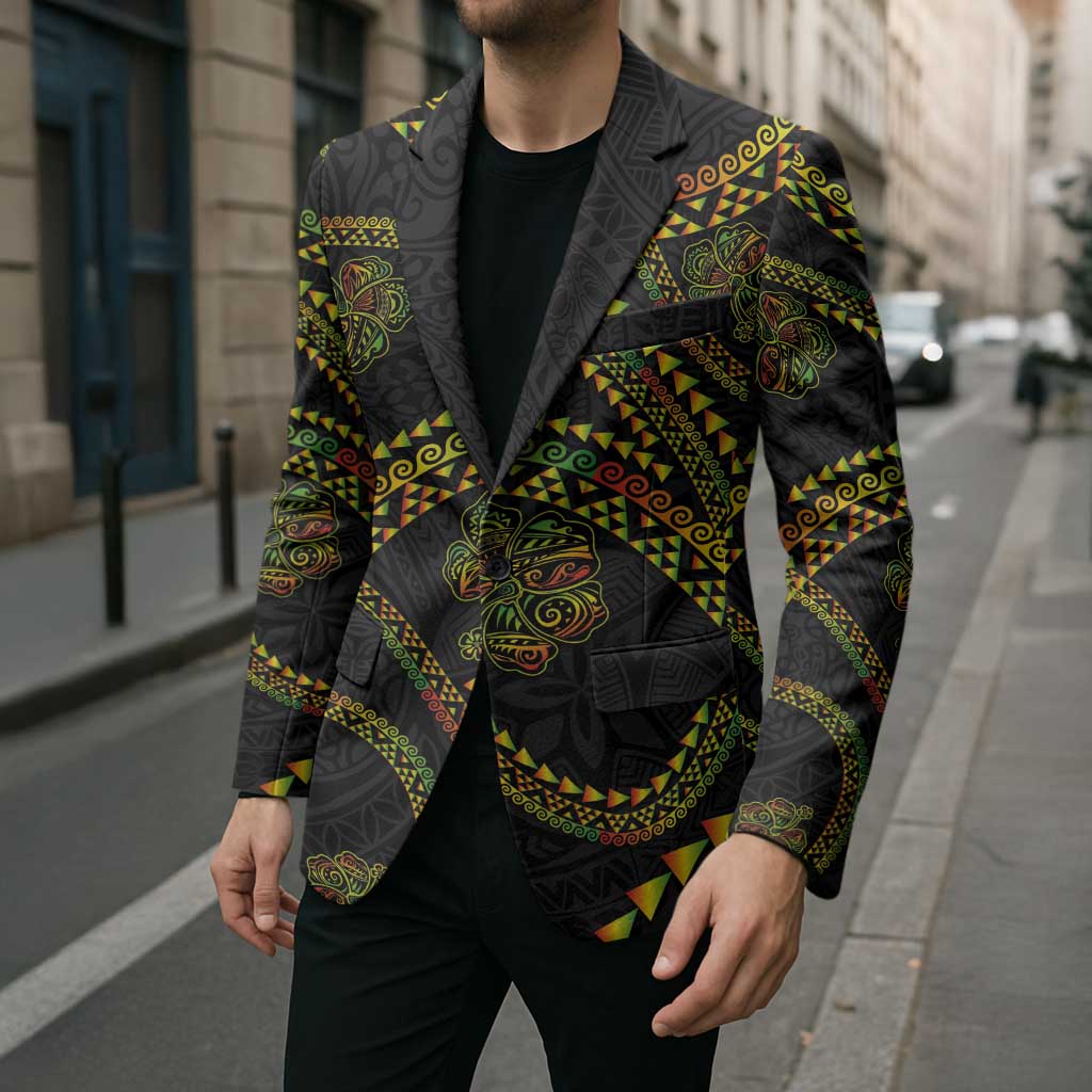 Hawaiian Kakau Art and Hisbiscus Tattoo Blazer Tribal Pattern-Reggae Style - Polynesian Pride