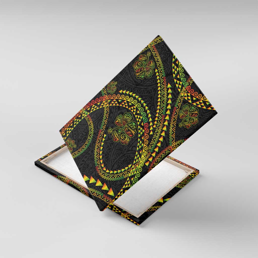 Hawaiian Kakau Art and Hisbiscus Tattoo Canvas Wall Art Tribal Pattern-Reggae Style - Polynesian Pride