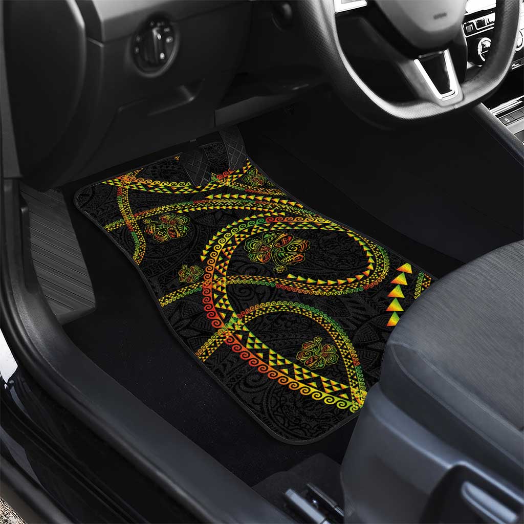 Hawaiian Kakau Art and Hisbiscus Tattoo Car Mats Tribal Pattern-Reggae Style - Polynesian Pride