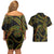 Hawaiian Kakau Art and Hisbiscus Tattoo Couples Matching Off Shoulder Short Dress and Hawaiian Shirt Tribal Pattern-Reggae Style - Polynesian Pride