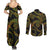 Hawaiian Kakau Art and Hisbiscus Tattoo Couples Matching Summer Maxi Dress and Long Sleeve Button Shirt Tribal Pattern-Reggae Style - Polynesian Pride