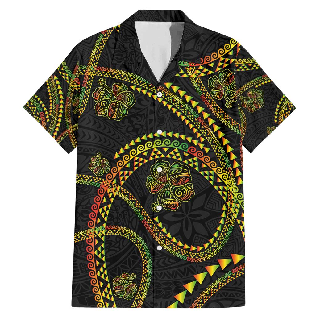 Hawaiian Kakau Art and Hisbiscus Tattoo Family Matching Mermaid Dress and Hawaiian Shirt Tribal Pattern-Reggae Style - Polynesian Pride