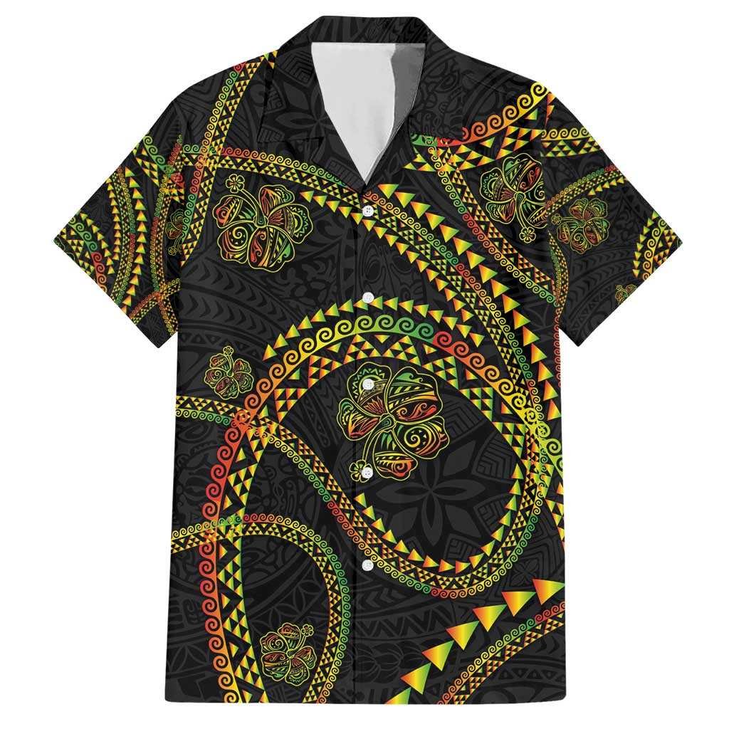 Hawaiian Kakau Art and Hisbiscus Tattoo Hawaiian Shirt Tribal Pattern-Reggae Style - Polynesian Pride