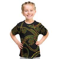 Hawaiian Kakau Art and Hisbiscus Tattoo Kid T Shirt Tribal Pattern-Reggae Style - Polynesian Pride