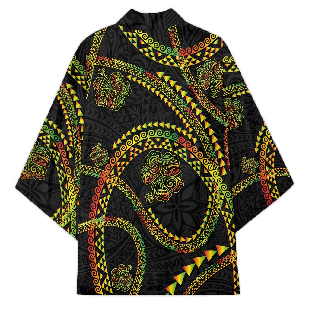 Hawaiian Kakau Art and Hisbiscus Tattoo Kimono Tribal Pattern-Reggae Style - Polynesian Pride