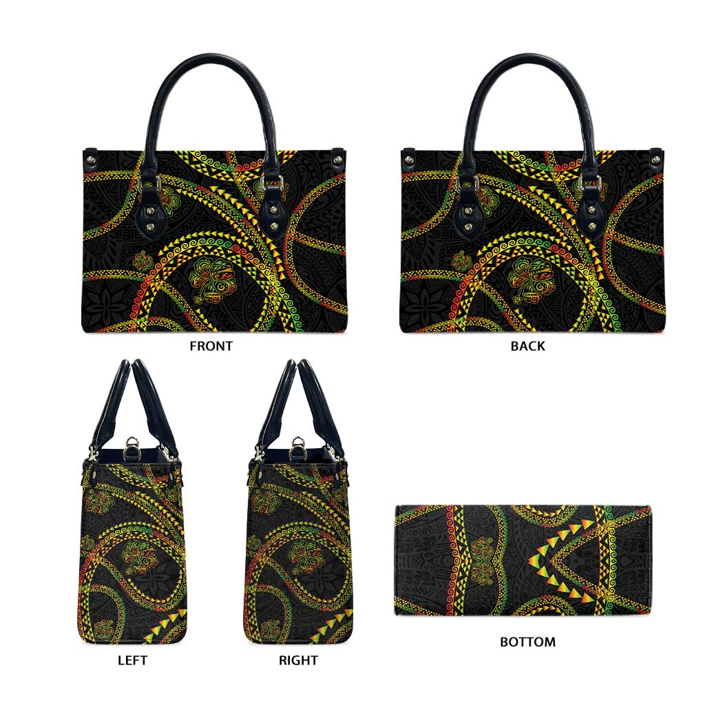 Hawaiian Kakau Art and Hisbiscus Tattoo Leather Bag Tribal Pattern-Reggae Style - Polynesian Pride