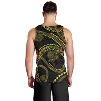 Hawaiian Kakau Art and Hisbiscus Tattoo Men Tank Top Tribal Pattern-Reggae Style - Polynesian Pride
