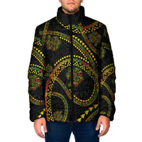 Hawaiian Kakau Art and Hisbiscus Tattoo Padded Jacket Tribal Pattern-Reggae Style - Polynesian Pride