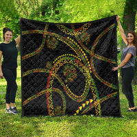 Hawaiian Kakau Art and Hisbiscus Tattoo Quilt Tribal Pattern-Reggae Style - Polynesian Pride