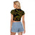 Hawaiian Kakau Art and Hisbiscus Tattoo Raglan Cropped T Shirt Tribal Pattern-Reggae Style - Polynesian Pride
