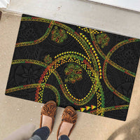 Hawaiian Kakau Art and Hisbiscus Tattoo Rubber Doormat Tribal Pattern-Reggae Style - Polynesian Pride