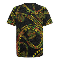 Hawaiian Kakau Art and Hisbiscus Tattoo Rugby Jersey Tribal Pattern-Reggae Style - Polynesian Pride