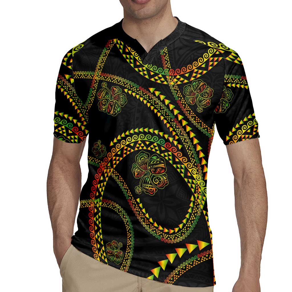 Hawaiian Kakau Art and Hisbiscus Tattoo Rugby Jersey Tribal Pattern-Reggae Style - Polynesian Pride