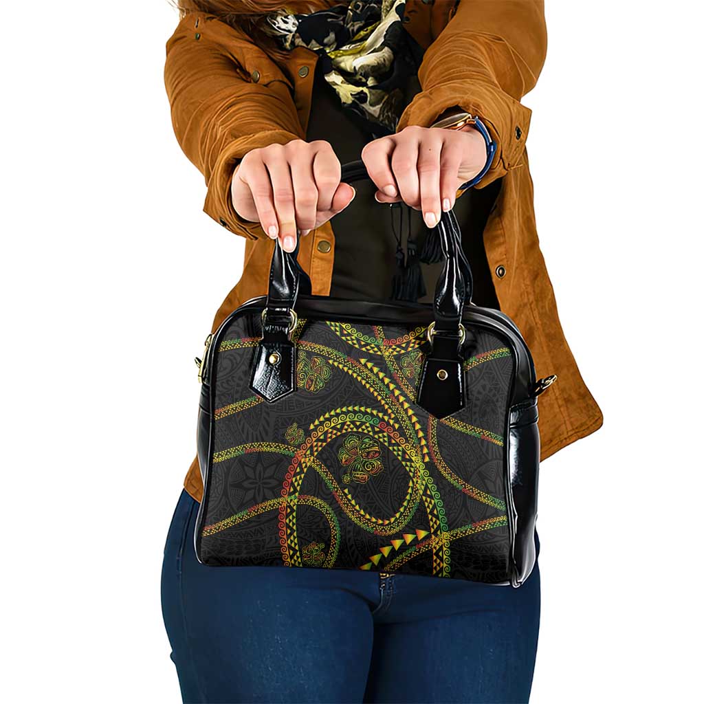 Hawaiian Kakau Art and Hisbiscus Tattoo Shoulder Handbag Tribal Pattern-Reggae Style - Polynesian Pride