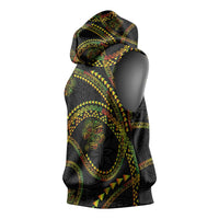 Hawaiian Kakau Art and Hisbiscus Tattoo Sleeveless Hoodie Tribal Pattern-Reggae Style - Polynesian Pride
