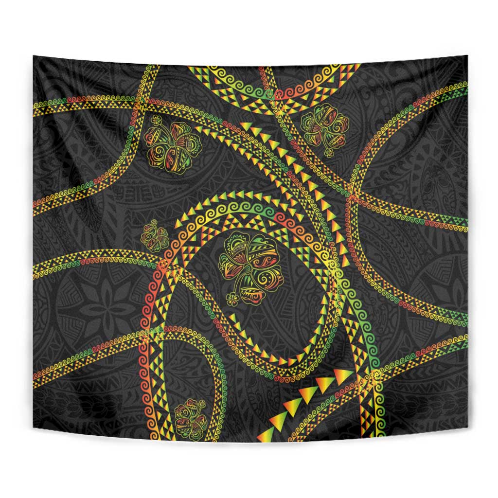 Hawaiian Kakau Art and Hisbiscus Tattoo Tapestry Tribal Pattern-Reggae Style - Polynesian Pride