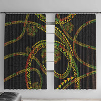 Hawaiian Kakau Art and Hisbiscus Tattoo Window Curtain Tribal Pattern-Reggae Style - Polynesian Pride