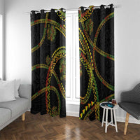 Hawaiian Kakau Art and Hisbiscus Tattoo Window Curtain Tribal Pattern-Reggae Style - Polynesian Pride
