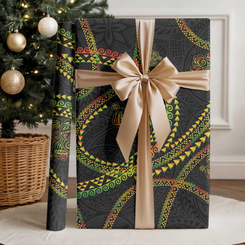 Hawaiian Kakau Art and Hisbiscus Tattoo Wrapping Paper Tribal Pattern-Reggae Style - Polynesian Pride