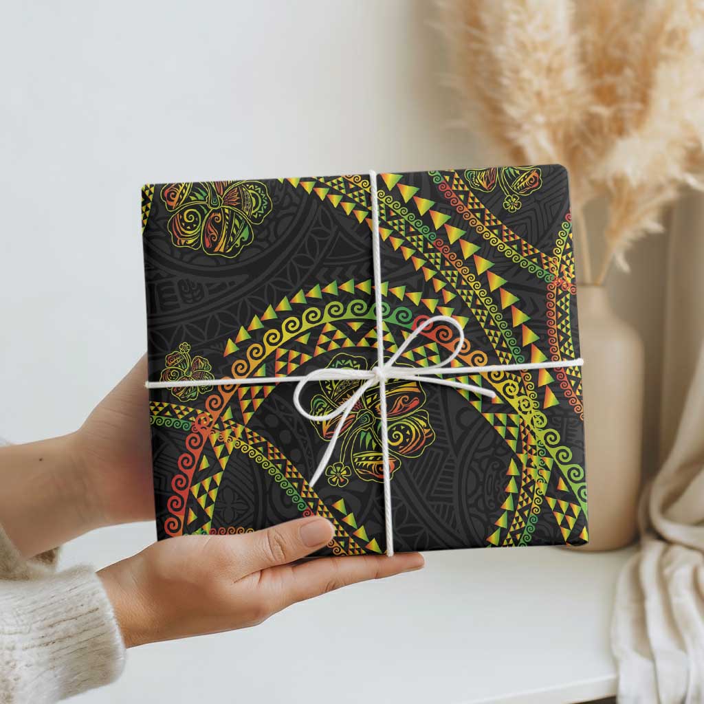 Hawaiian Kakau Art and Hisbiscus Tattoo Wrapping Paper Tribal Pattern-Reggae Style - Polynesian Pride