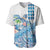 Hawaiian Abstract Sea Turtle Baseball Jersey Polynesian Tapa Art and Kakau Tattoo White WaterColor - Polynesian Pride