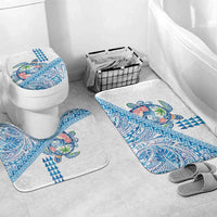 Hawaiian Abstract Sea Turtle Bathroom Set Polynesian Tapa Art and Kakau Tattoo White WaterColor - Polynesian Pride