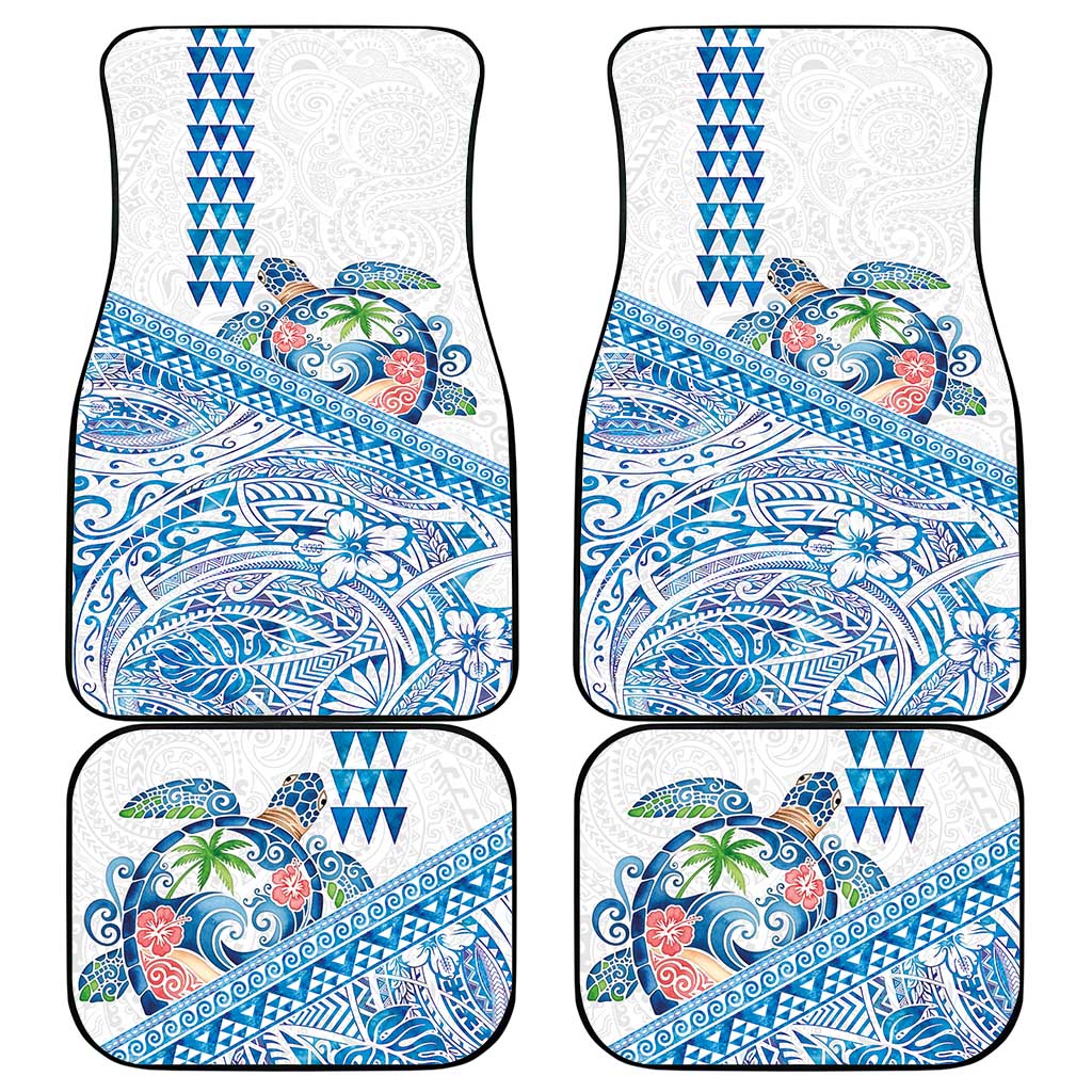 Hawaiian Abstract Sea Turtle Car Mats Polynesian Tapa Art and Kakau Tattoo White WaterColor - Polynesian Pride