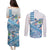 Hawaiian Abstract Sea Turtle Couples Matching Puletasi and Long Sleeve Button Shirt Polynesian Tapa Art and Kakau Tattoo White WaterColor - Polynesian Pride
