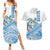 Hawaiian Abstract Sea Turtle Couples Matching Summer Maxi Dress and Hawaiian Shirt Polynesian Tapa Art and Kakau Tattoo White WaterColor - Polynesian Pride