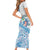 Hawaiian Abstract Sea Turtle Family Matching Short Sleeve Bodycon Dress and Hawaiian Shirt Polynesian Tapa Art and Kakau Tattoo White WaterColor - Polynesian Pride