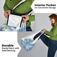 Hawaiian Abstract Sea Turtle Grocery Bag Polynesian Tapa Art and Kakau Tattoo White WaterColor - Polynesian Pride