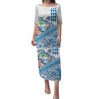 Hawaiian Abstract Sea Turtle Puletasi Polynesian Tapa Art and Kakau Tattoo White WaterColor - Polynesian Pride