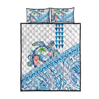 Hawaiian Abstract Sea Turtle Quilt Bed Set Polynesian Tapa Art and Kakau Tattoo White WaterColor - Polynesian Pride