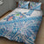 Hawaiian Abstract Sea Turtle Quilt Bed Set Polynesian Tapa Art and Kakau Tattoo White WaterColor - Polynesian Pride