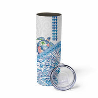 Hawaiian Abstract Sea Turtle Skinny Tumbler Polynesian Tapa Art and Kakau Tattoo White WaterColor - Polynesian Pride
