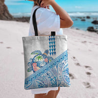 Hawaiian Abstract Sea Turtle Tote Bag Polynesian Tapa Art and Kakau Tattoo White WaterColor - Polynesian Pride