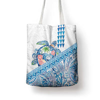 Hawaiian Abstract Sea Turtle Tote Bag Polynesian Tapa Art and Kakau Tattoo White WaterColor - Polynesian Pride