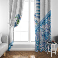 Hawaiian Abstract Sea Turtle Window Curtain Polynesian Tapa Art and Kakau Tattoo White WaterColor - Polynesian Pride