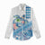 Hawaiian Abstract Sea Turtle Women Casual Shirt Polynesian Tapa Art and Kakau Tattoo White WaterColor - Polynesian Pride