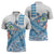 Hawaiian Abstract Sea Turtle Zipper Polo Shirt Polynesian Tapa Art and Kakau Tattoo White WaterColor - Polynesian Pride