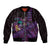 Hawaiian Abstract Sea Turtle Bomber Jacket Polynesian Tapa Art and Kakau Tattoo Purple WaterColor - Polynesian Pride