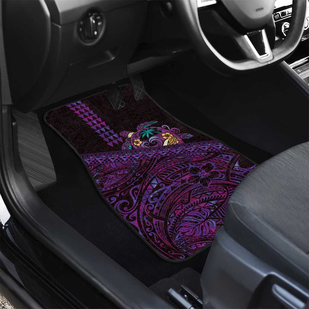 Hawaiian Abstract Sea Turtle Car Mats Polynesian Tapa Art and Kakau Tattoo Purple WaterColor - Polynesian Pride