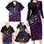 Hawaiian Abstract Sea Turtle Family Matching Long Sleeve Bodycon Dress and Hawaiian Shirt Polynesian Tapa Art and Kakau Tattoo Purple WaterColor - Polynesian Pride